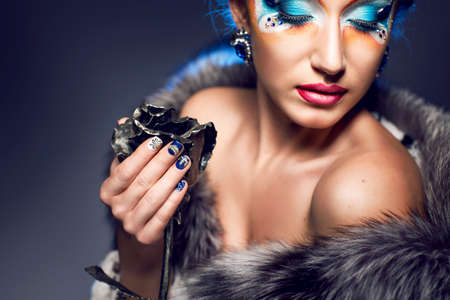 make-up woman. Beautiful Girl's Face. Perfect Makeup