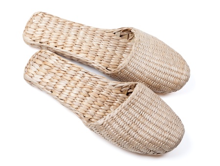 Bast shoes on white backgroundの写真素材