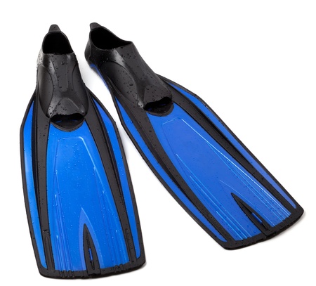 Swim fins on white backgroundの写真素材