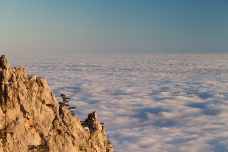 Evening rocks and sea in clouds  Crimean mountains, Ukraine の写真素材