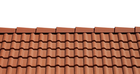 Roof tiles isolated on white backgroundの写真素材