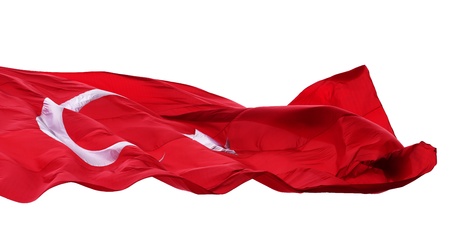 Waving flag of Turkey  Isolated on white background の写真素材