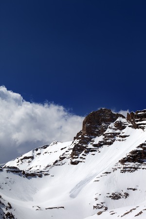 Snowy rocks with traces from avalanche. Turkey, Central Taurus Mountains, Aladaglar (Anti Taurus),...