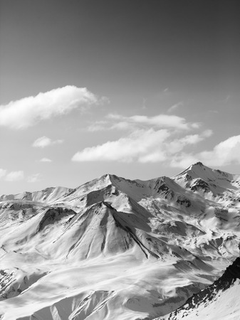Black and white snowy mountains in nice sun day.の写真素材