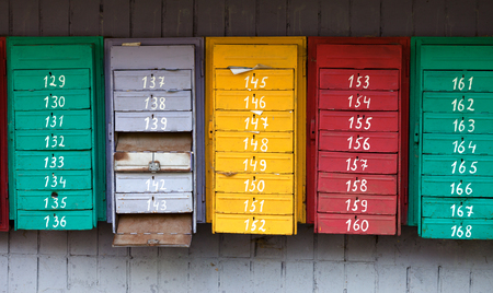 Old multicolor post boxes