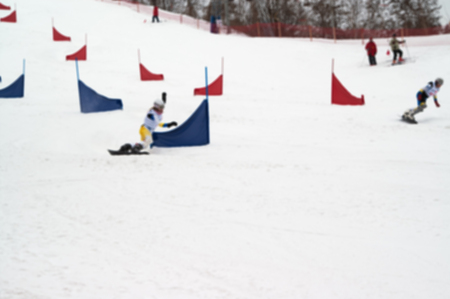 Blurred background of snowboarding giant parallel slalom competitionsの写真素材