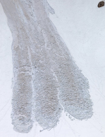 Trace of avalanche in high snowy mountains. Turkey, Central Taurus Mountains, Aladaglarの写真素材