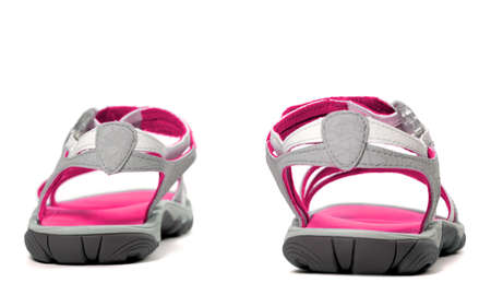 Female summer sandals isolated on white background. Back view.の写真素材