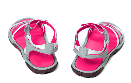 Female summer sandals isolated on white background. Back view.の写真素材