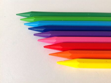 Colorful crayon on white paperの素材