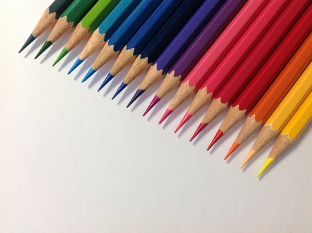 Pencils colours on white paperの素材