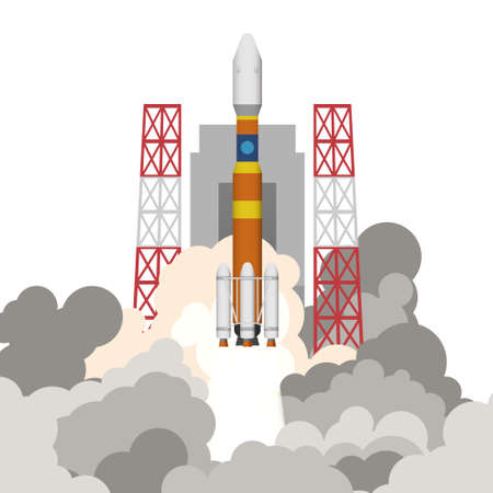 Illustration of rocket launchのイラスト素材