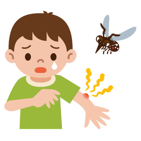 Boy was stabbed in the mosquitoのイラスト素材