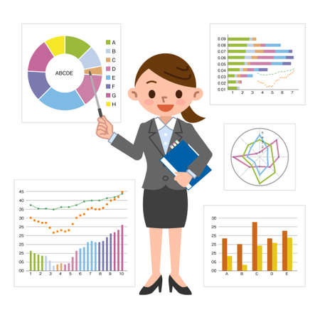 Graph of business image and career womanのイラスト素材