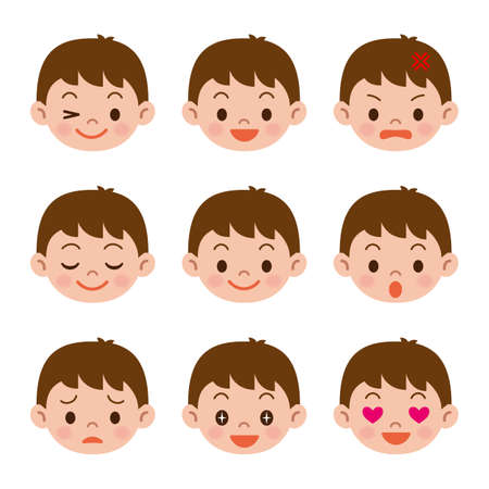 Facial expressions of boyのイラスト素材