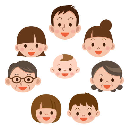 Happy family everyone smileのイラスト素材