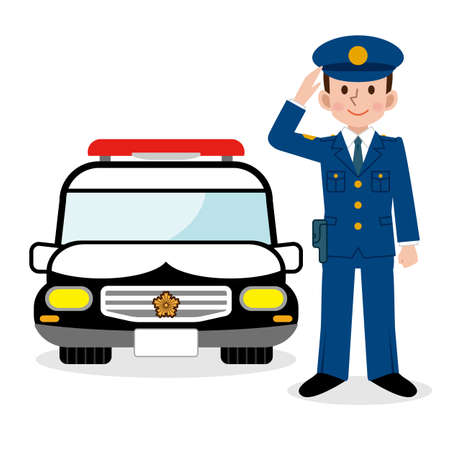 Police officers and police carのイラスト素材