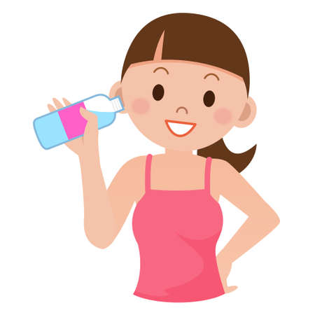 Young woman drinking waterのイラスト素材