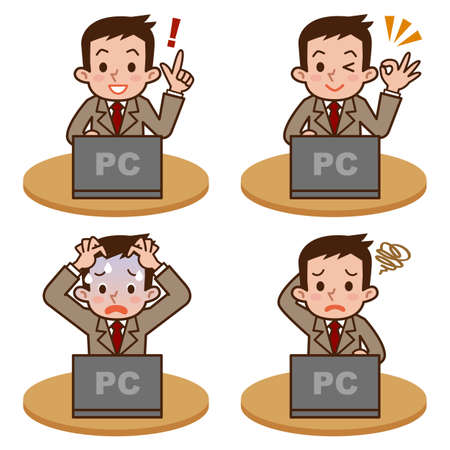 Man to operate the computerのイラスト素材