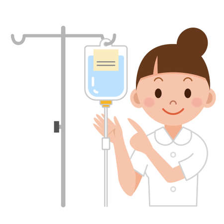 Nurse preparing IV dripのイラスト素材