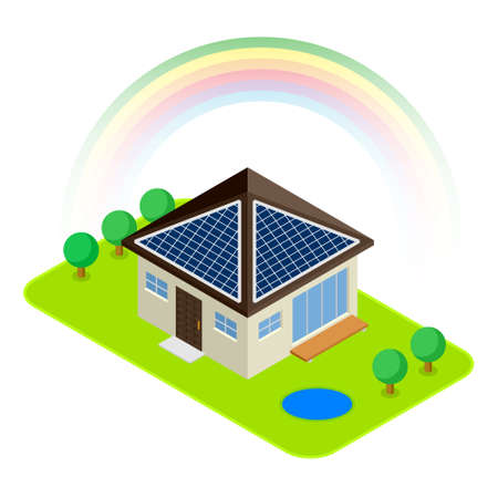 Eco house isolated 3D conceptのイラスト素材