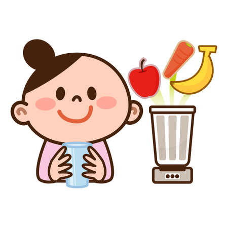 Women who drink a mix juiceのイラスト素材