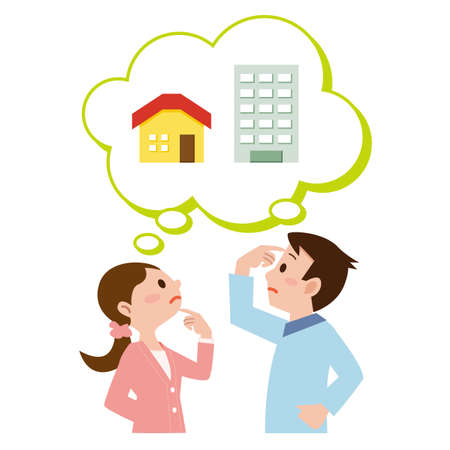 Couple who get lost in the purchase of my homeのイラスト素材