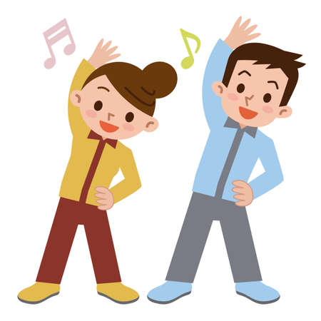 Young men and women has been a gymnasticsのイラスト素材