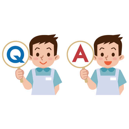 Young caregivers with a question and answerのイラスト素材