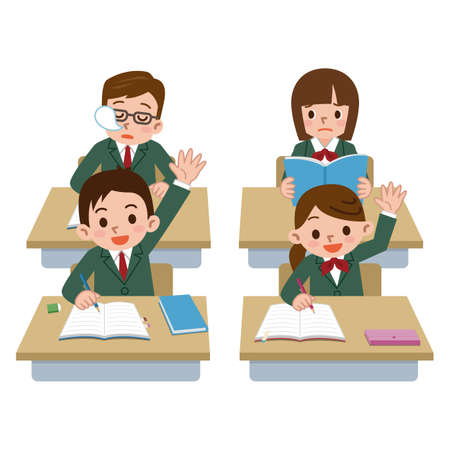 Male students has been falling asleep in classのイラスト素材