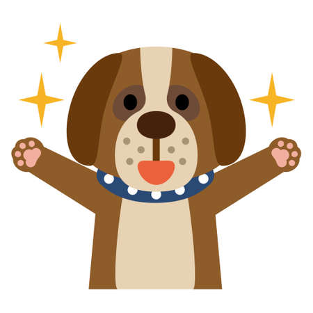 Dogs rejoice with her eyes shiningのイラスト素材