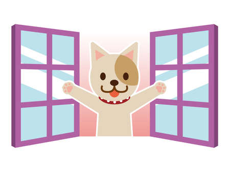 Dog to open the windowのイラスト素材