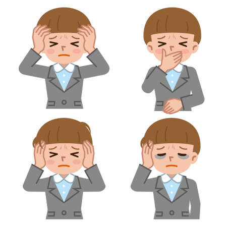 Female set with poor physical conditionのイラスト素材