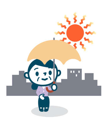 Elderly lady pointing parasolのイラスト素材