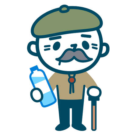 Elderly men with water bottlesのイラスト素材