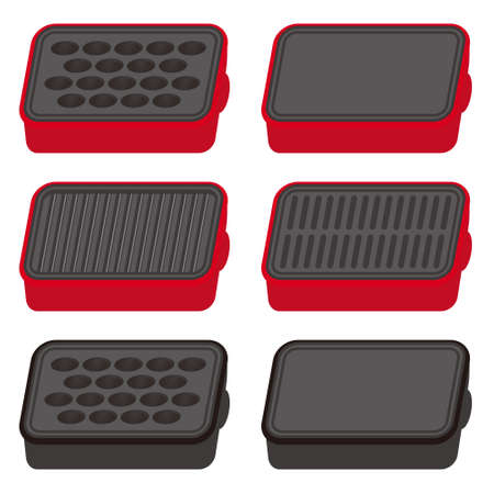 Set of hot plate and Takoyaki equipmentのイラスト素材