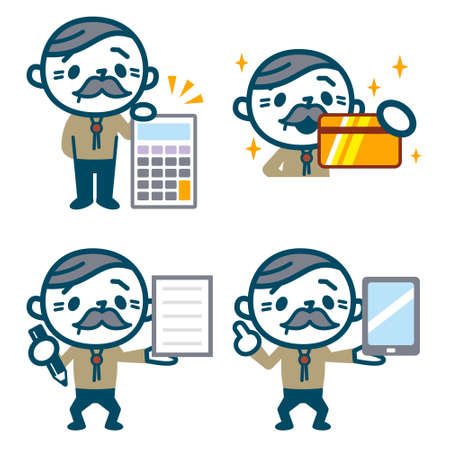 Set of emotions of the grandfatherのイラスト素材