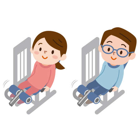 Fitness exercises in health centreのイラスト素材