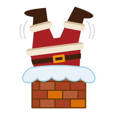 Santa Claus caught upside down in a chimneyのイラスト素材