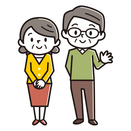 Illustration of happy senior coupleのイラスト素材