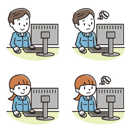 Men and women who operate personal computersのイラスト素材