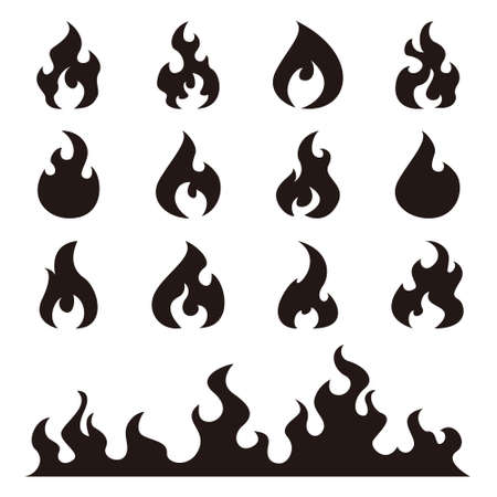 Fire flames, set vector iconsのイラスト素材