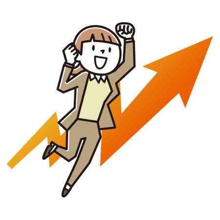 Arrow flying with businesswomanのイラスト素材