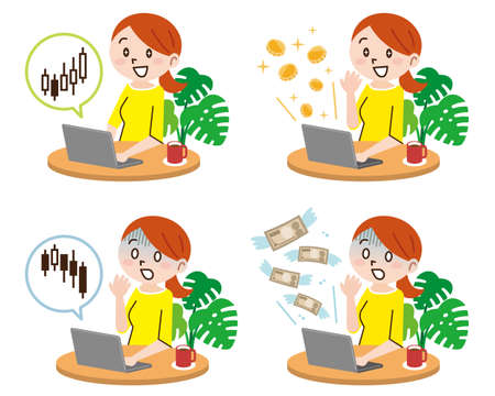 young woman,technology and money conceptのイラスト素材