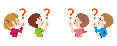 Children pointing at the top. Children who are asking questions.のイラスト素材