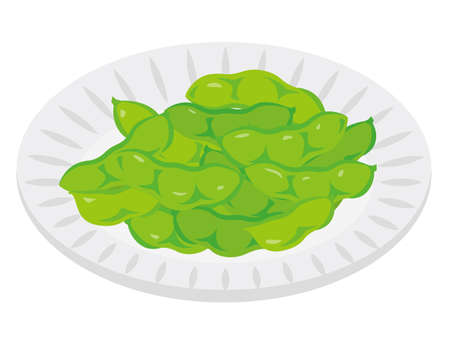Green soybeans on white backgroundのイラスト素材