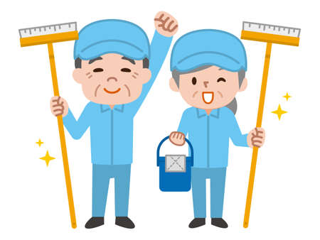 Cleaning workers. Professional cleaning staff.のイラスト素材