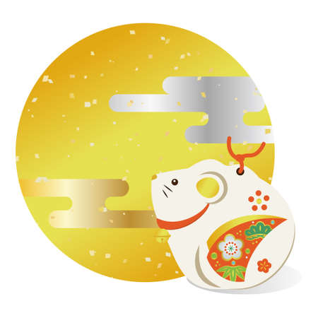 Illustration of an auspicious Japanese mouseのイラスト素材