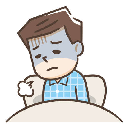 Men who cannot sleep due to sleep disordersのイラスト素材