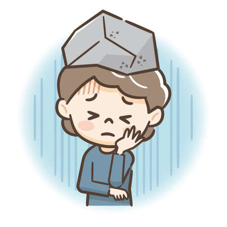 Image of middle-aged and elderly woman having troubleのイラスト素材